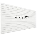 Neoaider Slatwall Panel 8 FT x 4 FT, Interlocking Slat Wall Paneling, Wall Mounted PVC Wallpanel, Suitable for Garage Storage and Organizer, Slatwall Board, Shelves - White