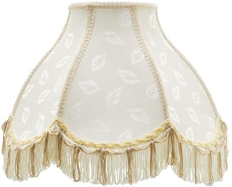 Aspen Creative 30336A Tranditional Scallop Dome Shape Spider Construction Lamp Shade in Butter Cream Jacquard Fabric, 13" wide (5" x 13" x 9 1/2")