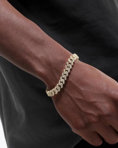 Image of Iced Classic Spring Clasps 9mm Cuban Link Chain Necklace /Bracelet, Everlasting Shine 14k Gold /Silver Plated Diamond Choker, Prong-Setting 5A Cubic Zirconia Hip Hop Jewelry For Men Women with Gift Box