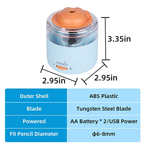 Tenwin Electric Pencil Sharpener, Portable Battery Powered Pencil Sharpeners, Small Pencil Sharpener Kids, Tungsten Steel Blade For Fast Sharpen, Fit To 6-8Mm No.2/Colored Pencils, School/Office/Home #TOP1