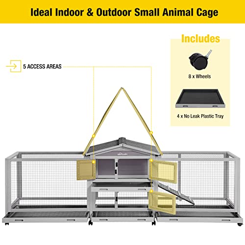 Aivituvin AIR65 Rabbit Hutch 93.7 Inch Large Rabbit Cage Indoor Outdoor Guinea Pig Cage Chicken Coop thumb #4