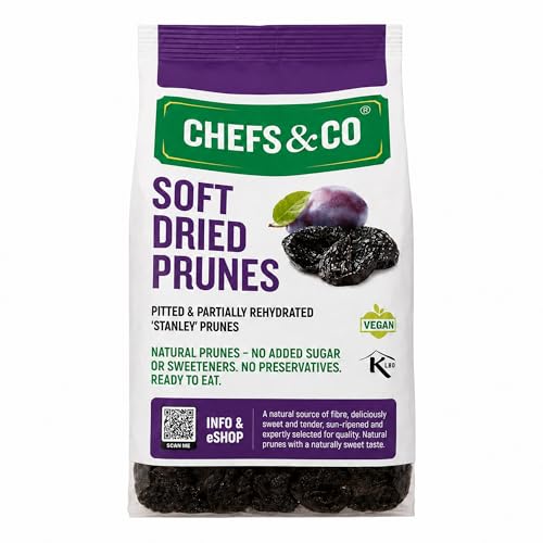 CHEFS & CO Ciruelas Pasas Blandas Sin Hueso | Frutas secas enteras | Tentempié saludable | Vegano y con vitaminas conservadas | Sin sulfitos | Sin azúcares añadidos (Natural, 750g Pack de 1)