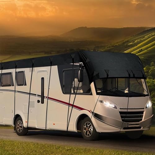 HFKJway Trailer Cover - 210D Oxford Cloth Class C Rv Cover - Foldable Storage, Easy to Clean - Black - 8.5m3m