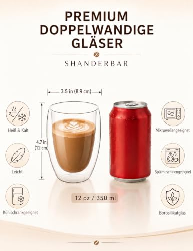 2er Set 350 ml Latte Macchiato Gläser Doppelwandig, Borosilikatglas – Bild 2