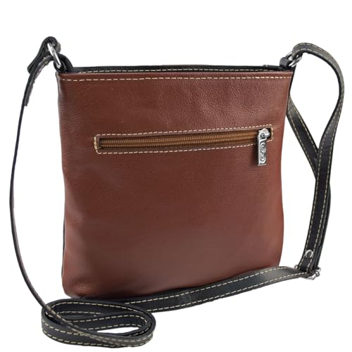 Bolsa Tiracolo Feminina MONZA em Couro (Pinhão)
