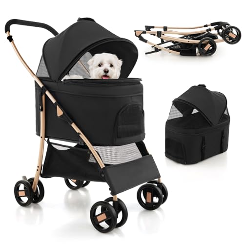 Haibinsuo 2-in-1 Klappbarer Hundewagen Für Kleine Hunde & Katzen - Bis 25 Kg, 4 Räder