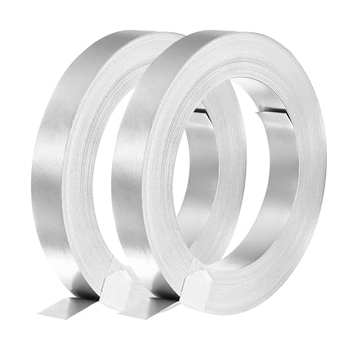 MECCANIXITY 2 Roll 10 Meter Nickel-Plated Steel Strip, Connecting Plate Steel Tape for Battery and Spot Welding, 10x0.15mm(WxT)
