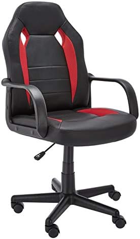 Amazon Basics Racing/Gaming Style Office Chair -Faux Leather, Red