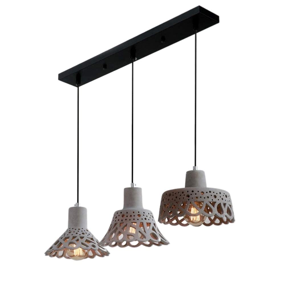 Suspension E27 réglable en hauteur avec 3 lampes en ciment