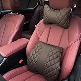 🌻【MATÉRIAU DE QUALITÉ SUPÉRIEURE】L'intérieur de cet oreiller lombaire pour appui-tête est en coton perlé importé et la housse extérieure est en cuir, aussi soyeux et doux que la peau, parfait pour une utilisation en toutes saisons.
