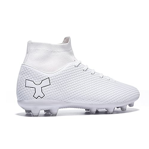 Image of Men's Soccer Cleats Football Shoes for Indoor Outdoor Training White