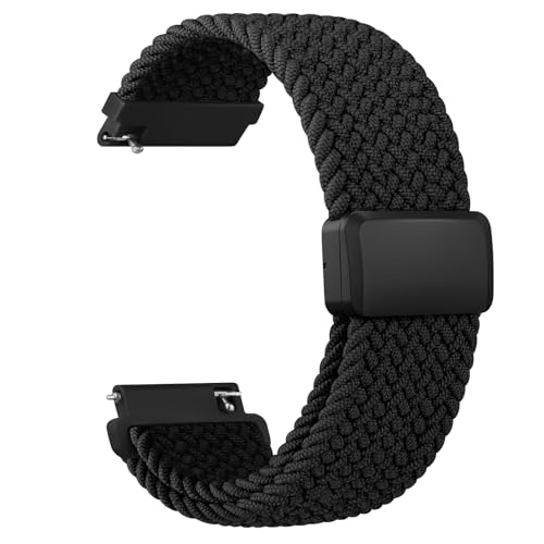 Vancle Correa 20mm para Amazfit Active 2 /GTS 2/ GTS 3/ GTS 4/ GTS 4 Mini Mujer Hombre, Ajuste de Hebilla Metálica Magnética, Pulsera de Repuesto de Nailon Elástico para Amazfit Bip 3/Bip S/Bip U Pro