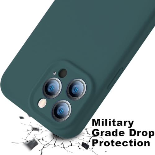 Image of Elzzi Microfiber Square Candy Case Compatible for iPhone 14 PRO MAX, Shockproof Slim Back Cover Liquid Silicone Case -Forest Green