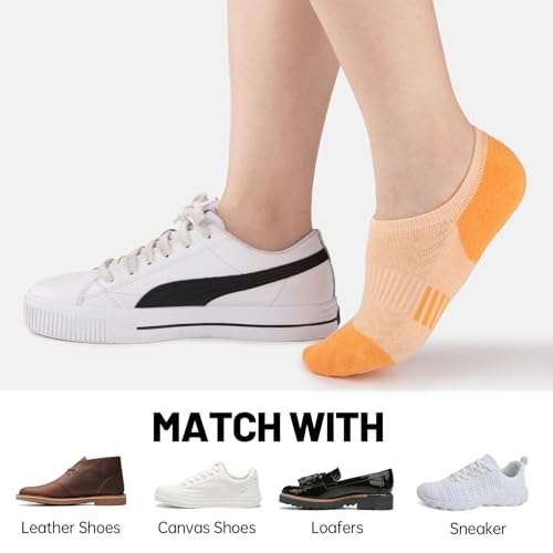 Eallco No Show Cotton Athletic Socks for Women - Low Cut, Ankle No Slip, Invisible Running Cushioned - 6 Pairs 6