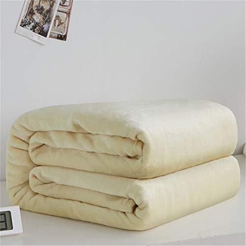 TZNZBGY Soft Warm Coral Fleece Blanket Winter Sheet Bedspread Sofa Plaid Throw Light Flannel Blankets Lt Yellow 200x230cm78x90inch