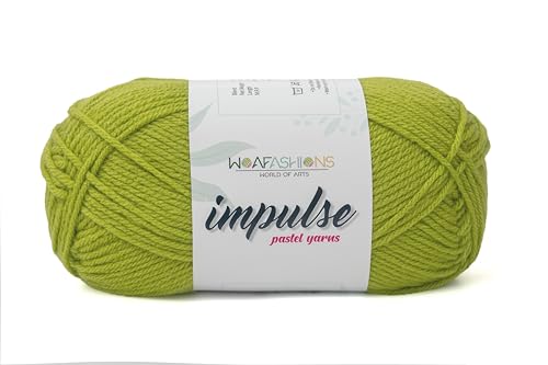 Image of WOAFashions Impulse Hand Knitting & Crochet Yarn, Premium Acrylic, 4 : Medium (Celery) (2x100gms / 3.5oz / 200mtr / 218yds)
