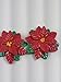 Christmas ornament set. Handmade set of 6 red and gold poinsettias.