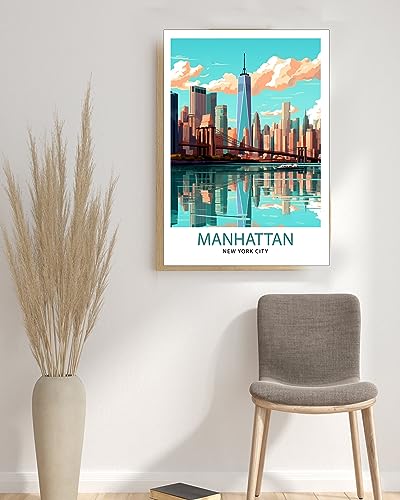 Manhattan New York City Travel Print Manhattan Wall Decor Manhattan Poster NYC Travel Prints Manhattan Art Print Manhattan Illustration2