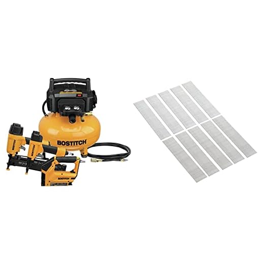 BOSTITCH Air Compressor Combo Kit, 3-Tool (BTFP3KIT) & 18 Gauge Brad Nails, 1-Inch, 1000 per Box (BT1309B-1M)