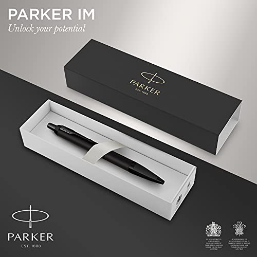 Parker IM Balpen | Mat zwart met zwarte rand | Medium Point met blauwe inktvulling | Geschenkdoos - Afbeelding 3