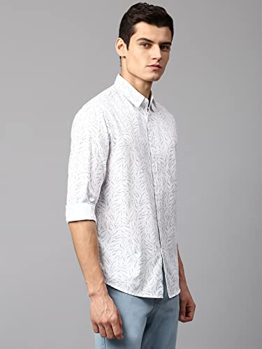 Image of Dennis Lingo Men's Navy Slim Fit Cotton Casual Shirt