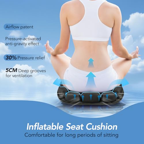 RUIERS Travel Seat Cushion, 3D Air Inflatable Pressure Relief Cushion for Hemorrhoid and Tailbone Pain Relief, Optimal Support for Long Sitting in Car, Air Travel, Office Chairs, Home Living - Image 2