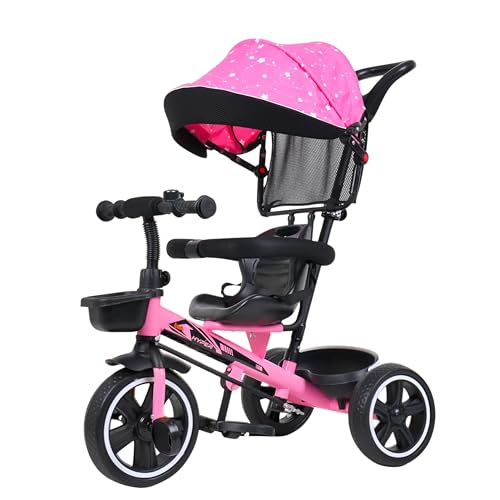 Image of Luusa Hyper PRO Canopy Plug N Play Tricycle /Baby Tricycle with Parental Control for Age Group 2+ Years Boys /Girls /Carrying Capacity Upto 30-KGS Proudly Made in India (Pink)