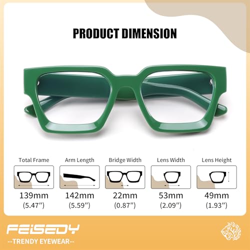 Image of FEISEDY Retro Blue Light Blocking Glasses for Women Men 90s Classic Rectangle Frame Thick Chic Computer Eyeglasses B2383R