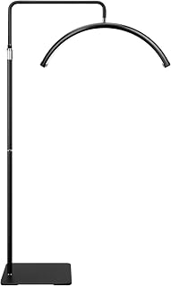 Half Moon Light - 22 inch LED Lash Lamp for Eyelash Extensions for Tattoo Artists, Nail Tech, Esthetician - Cool, Warm Lamp with Adjustable Brightness & Height (Black)