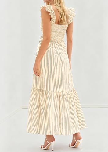 Image of PRETTYGARDEN Women's Summer Dress Casual Ruffle Strap Gingham Midi Sundress