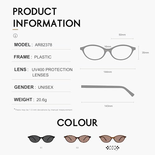 Trendy Oval Sunglasses for Women Men 90s Retro Cat Eye Sunnies AR82378 5