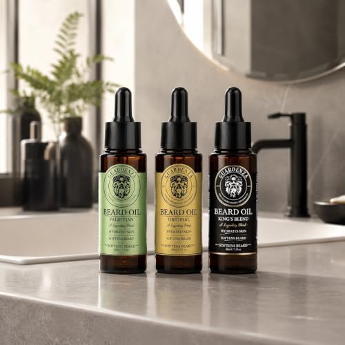 Guardenza Set di olio per barba Variety - 3 diversi oli per barba - cura della barba - 30 ml per bottiglia