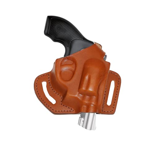 Koltster S&W J Frame Holster, 2 Slot Pancake Owb Leather Gun Holster Brown Thumb Break Open-End Rh Handmade (Alis336) #TOP18