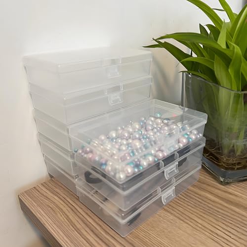 Image of 8 Pcs Plastic, Mini Clear Bead Storage Boxes with Hinged Lid and Rectangular Clear Craft Storage Boxes, Jewelry and Organizer,Nail Tool Box,Circuit board storage(8, 5.3 inch x 3.1 inch x 1.2 inch)