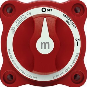 3 X Blue Sea Systems m-Series Mini On-Off Battery Switch with Knob- Red