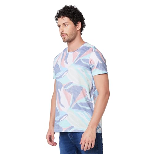 Image of Spykar Men's Slim Fit Round Neck Half Sleeve Printed Casual T-Shirt