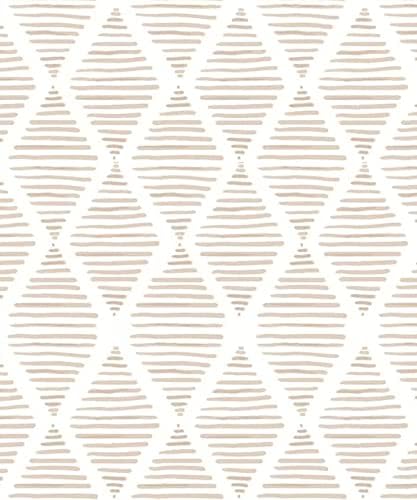 Yun-aeon 17.7″ X 120″ White and Beige Stripe Peel and Stick Wallpaper Modern Diamond Contact Paper Geometric Removable Wallpaper Self Adhesive Wall Paper for Bedroom Drawers Cabinets Decor Vinyl