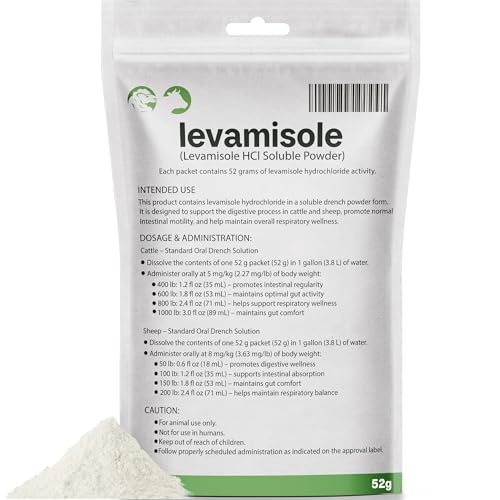 Levamisole Hydrochloride Soluble Drench Powder for Goat Sheep Cattle & Fish Health 52g