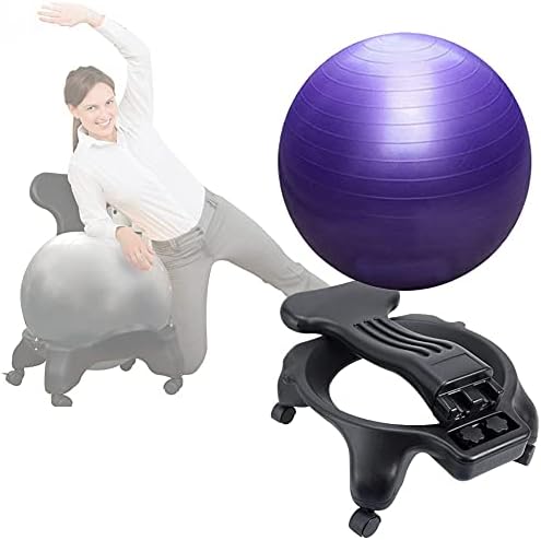 Amazon Co Jp バランスボールチェアオフィス人間工学に基づいた背もたれサポートとエアポンプの動きの安定性を備えたハイレベルシートヨガボールチェア360 回転可能なロック機能付きの4つのユニバーサルホイール 家庭やデスクに適しています 文房具 オフィス用品