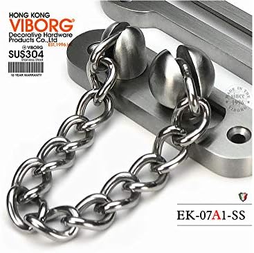 VIBORG Solid SUS304 Stainless Steel 3MM Extra-Thick Casting Heavy Duty Door Chain External Front Door Restrictor Limiter Security Lock Safety Guard Chain for Wooden and UPVC Doors EK-07A