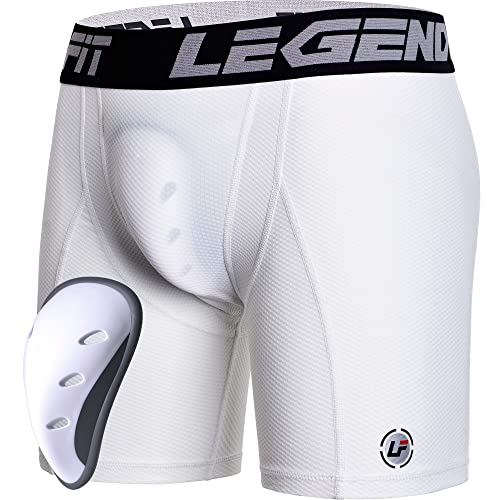 Legendfit Herren Shorts mit Schutzschale Athletic Mesh Kompressionsshorts für Baseball Fußball Lacrosse Hockey MMA, Weiss/opulenter Garten, Groß Cover