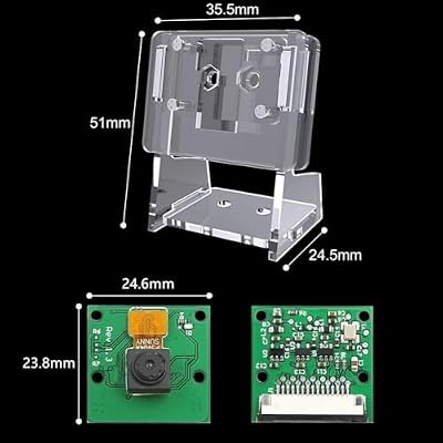 RasTech for Raspberry Pi Camera Module 5MP 1080p OV5647 Webcam Video Camera Module Set with 1 Clear Stand and 3 Ribbon Cable for Raspberry Pi 5/Pi 4/3B/3B+/Zero W/2W and Other A/B Series