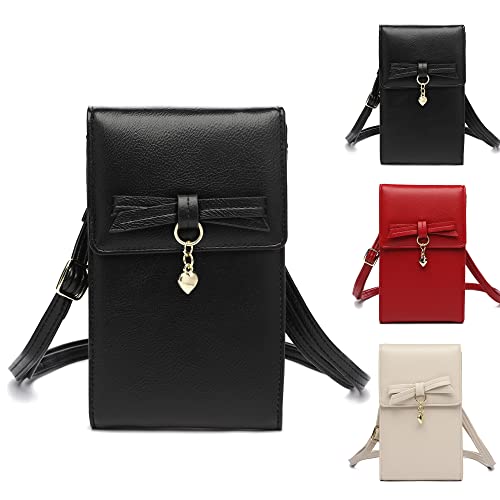 Damen Crossbody Handytasche mit Fach, Schwarz Cover