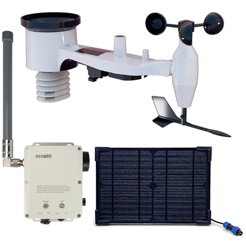 Sensore wireless per esterni 7 in 1 WS69: dotato di termoigrometro / pluviometro / sensore di velocità del vento / sensore di direzione del vento / sensore di luce e UV / pannello solare. Il WS69 è alimentato da 2 batterie AA (NON incluse), ma può anche essere alimentato da energia solare. La distanza di trasmissione wireless è fino a 100 m/33 piedi. L'intervallo di segnalazione del sensore è di 16 secondi.
