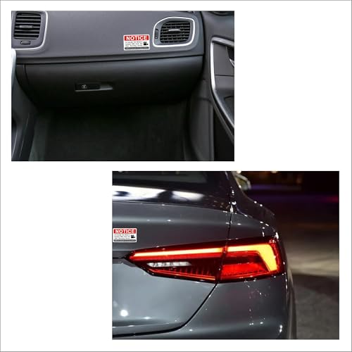Image of 6 pieces Notice Vehicle is Equipped With Audio And Video Recording Devices,In Car Camera Recording Stickers for Cars, red,3.3inx2in