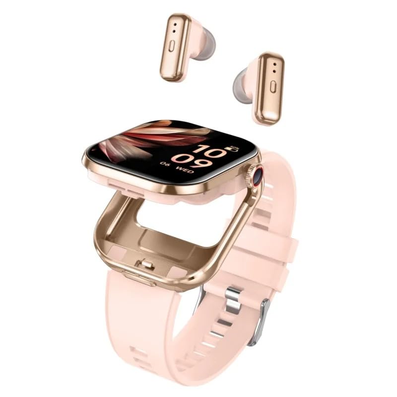 JINSHANGZI Reloj inteligente inalámbrico T99 TWS de 2 pulgadas, IPS 320 x 385 BT5.0, llamada Bluetooth, IP67, impermeable, pulsera inteligente de 300 mAh (rosa)