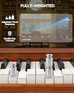 STRICH Digital Piano 88 Keys, Hammer-Action Weighted Keyboard, Full size Electric Piano Keyboard with Furniture Stand, 25Wx2 Speakers, Supports USB-MIDI/Wireless Connect, SDP-300W (Color Mahogany)