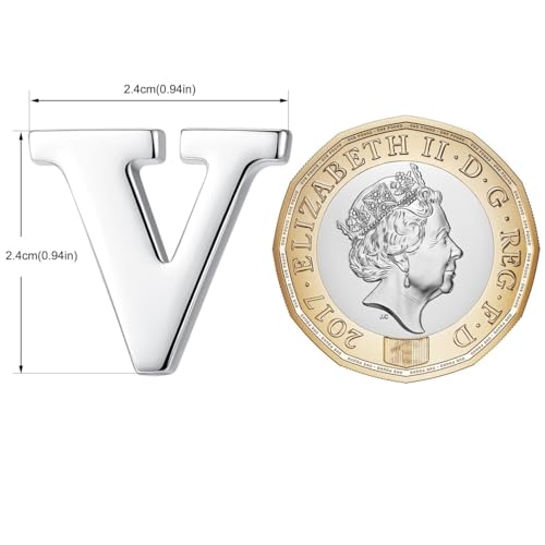 Image of HONEY BEAR Initial Alphabet Letter Lapel Pins Collar Badge Brooches for Mens /Womens Shirt Dress Decoration Silver