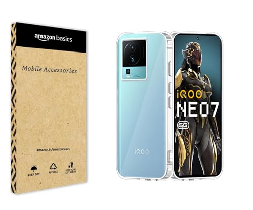 Image of amazon basics Compatible with IQOO NEO 7 Case Cover Transparent Non-Slip Hard PC Shockproof Bumper Protective Back Cover - Clear