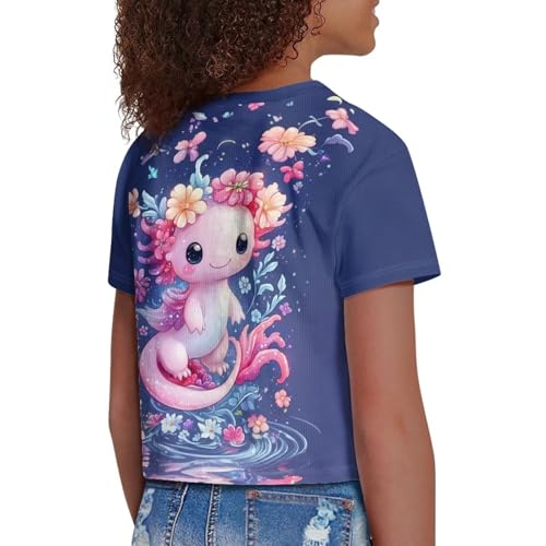 Image of Kids T Shirt Short Sleeve Crop Tops for Girls Summer Clothes Pullover Tees Shirt 5-14